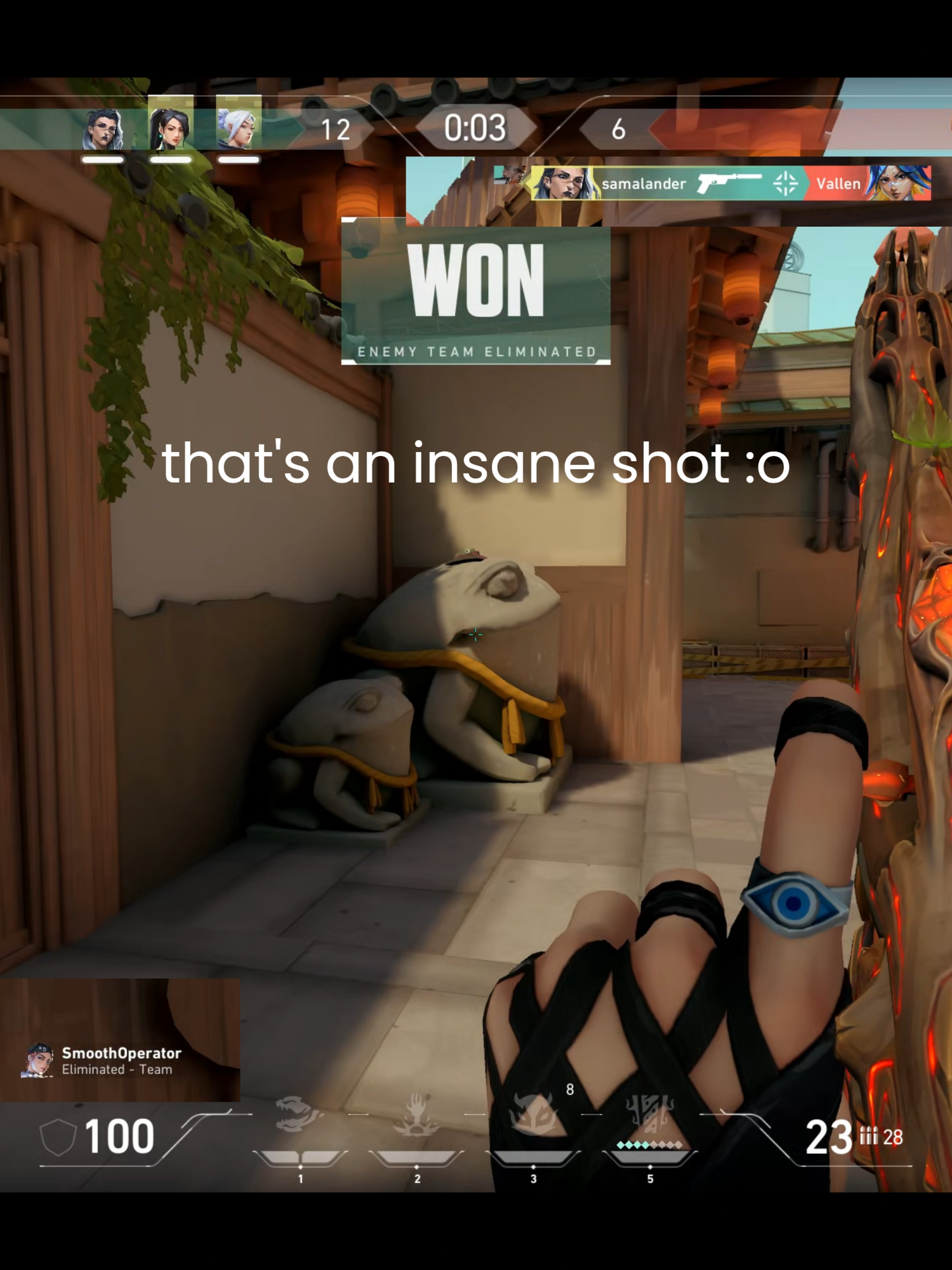 that WAS an insane shot :o#compilations #Valorant #fyp #valorantgaming #valorantclips #samsamsamay #girlgamers