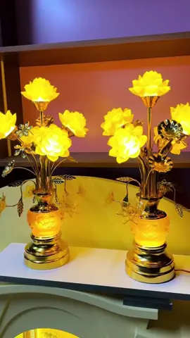 Đèn thờ lưu ly 5 bông hoa sen vừa đẹp-vừa sang- vừa ấm cúng #denthohoasen #denthocung #dentholuuly #denthohoasenled 