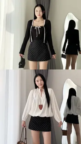 Chân váy chấm bi siêu dễ phối đồ #vgirl21 #thuhoai131220 #outfit #review 