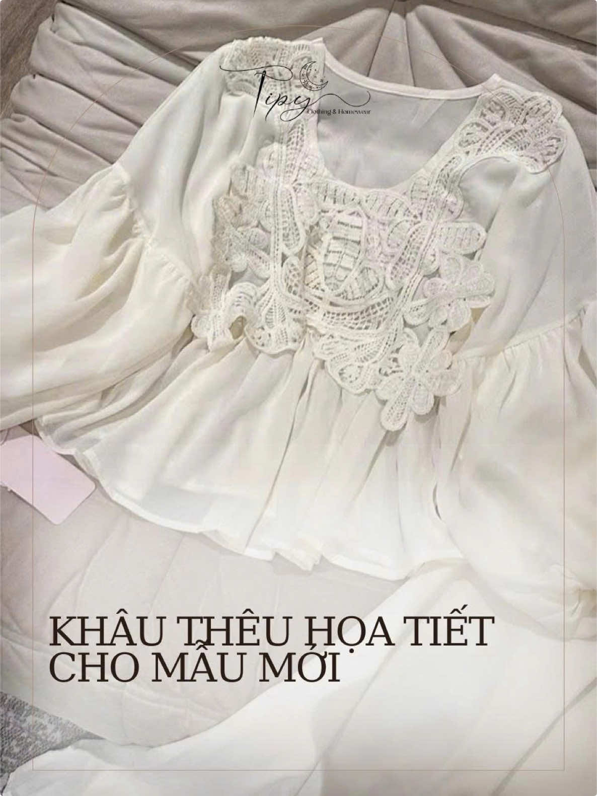 Thêu hoạ tiết cho mẫu mới mấy bà ơi ❤️#dongu #tipyhomewear #pyjama #sleepwear #doboxinh 