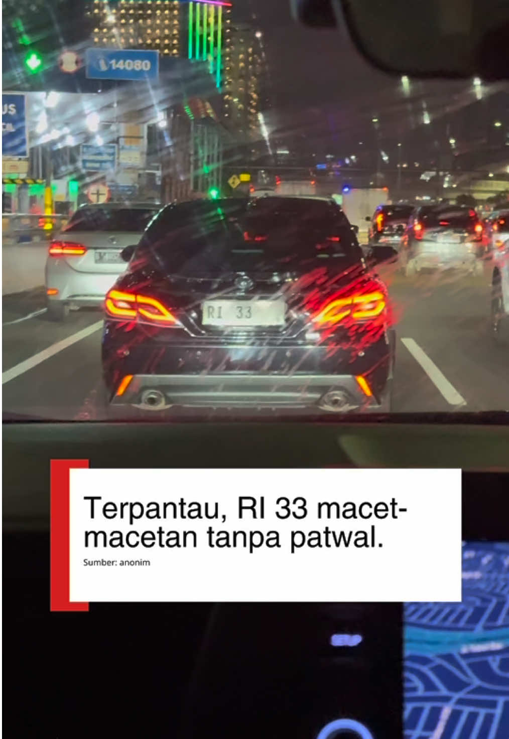 Lagi macet-macetan di tol dalam kota, gak sengaja ngeliat penampakan langka.  RI 33 siapa yak? Kok humble bgt sih seperti rakyat konoha pada umumnya. Jadi pengen tau siapa sih yg pake plat ini? #swakabar #bahlil #bahlillahadalia #patwal #jalantol 