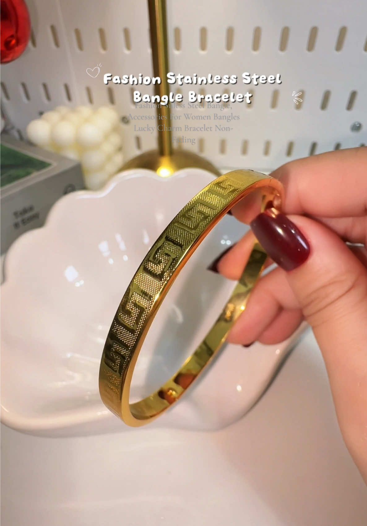 Fashion Snless Steel Bangle, Accessories For Women Bangles Lucky Charm Bracelet Non-Fading  #banglebracelets #bracelet #fashionbracelet 