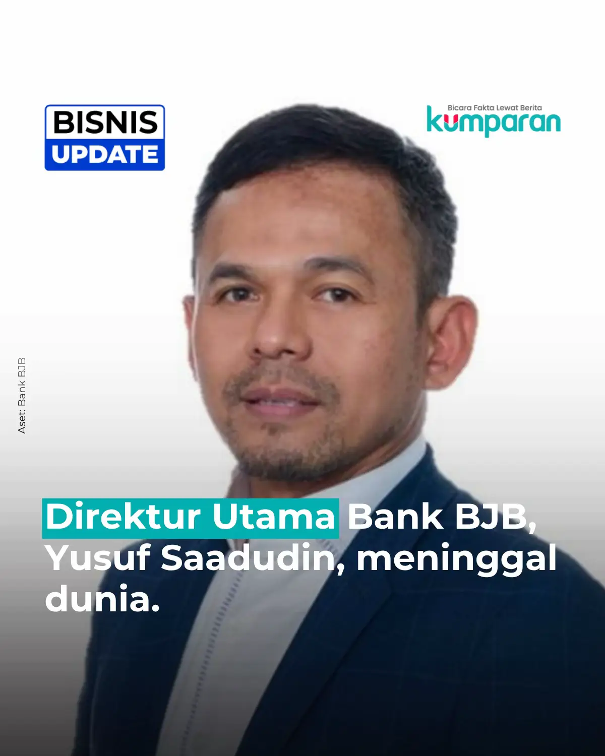 Direktur Utama Bank BJB, Yusuf Saadudin, meninggal dunia pada Jumat (14/11). Kabar ini dikonfirmasi melalui pernyataan resmi di Instagram Bank BJB yang menyampaikan duka cita mendalam atas wafatnya Yusuf. Corporate Secretary Bank BJB, Herfinia, menyebut Yusuf berperan besar dalam percepatan bisnis, memperluas kemitraan strategis, dan meningkatkan kapabilitas perusahaan. Ia menegaskan seluruh operasional Bank BJB tetap berjalan normal sesuai tata kelola yang berlaku. Yusuf diangkat sebagai Direktur Utama pada RUPS 11 Maret 2025, menggantikan Yuddy Renaldi. Lahir di Bandung pada 1973, ia merupakan lulusan Sarjana Akuntansi dan Magister Hukum Ekonomi & Bisnis Universitas Padjadjaran. Selama berkarier di Bank BJB, ia pernah menjabat Direktur Konsumer dan Ritel (2024–2025), memimpin Divisi Kredit Konsumer hingga Juli 2024, serta Pemimpin Divisi KPR & KKB (2019–2021). 📸: Dok. Bank BJB. Follow WhatsApp Channel kumparan untuk dapat Informasi terpercaya dikirim langsung ke WhatsApp kamu. Ketik kum.pr/WAchannel di browser kamu sekarang, agar bisa share informasi tanpa ragu.  #bisnisupdate #update #bisnis #oneliner #bankbjb #dirut #direkturutama #info #infoterkini #berita #beritaterkini #bicarafaktalewatberita #kumparan 
