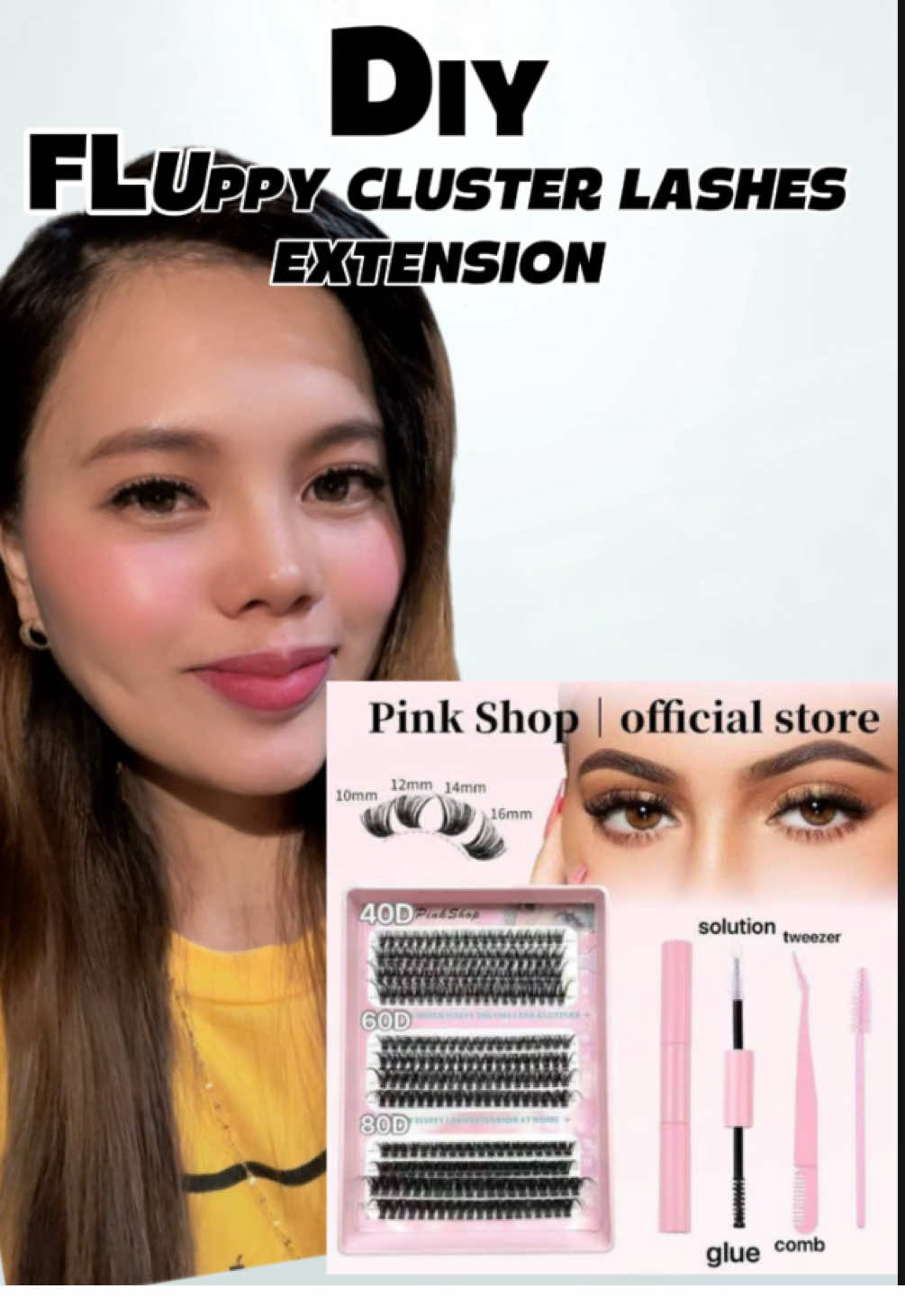 DIY cluster Lashes extension 👍 #pinkshop  #pinkshopeyelashes #eyelashestutorial  #eyelashesextension #clusterlashes 