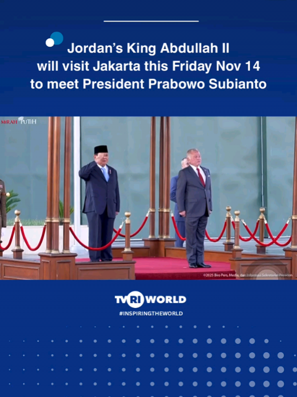 Jordan’s King Abdullah II is scheduled to visit Jakarta later this week for high-level talks with President Prabowo Subianto, reaffirming a friendship that has spanned decades. Foreign Affairs Minister Sugiono confirmed that the bilateral meeting will take place on Friday, though the government has not yet released details of the agenda. During the visit, Indonesia and Jordan are expected to sign a number of new agreements aimed at expanding cooperation. King Abdullah II will also hold discussions with Danantara, Indonesia’s sovereign wealth fund, potentially opening the door for broader investment partnerships. President Prabowo has often spoken about his close relationship with the Jordanian monarch, noting that they both trained at Fort Benning in the United States early in their military careers. Their longstanding ties add a personal dimension to the meeting at a time when trade between the two nations has softened over the past year. Jakarta will be one of several stops on King Abdullah II’s Asian tour, which also includes Japan, Vietnam, Singapore, and Pakistan. #fyp #diplomacy #jordan #visitindonesia #tvri 