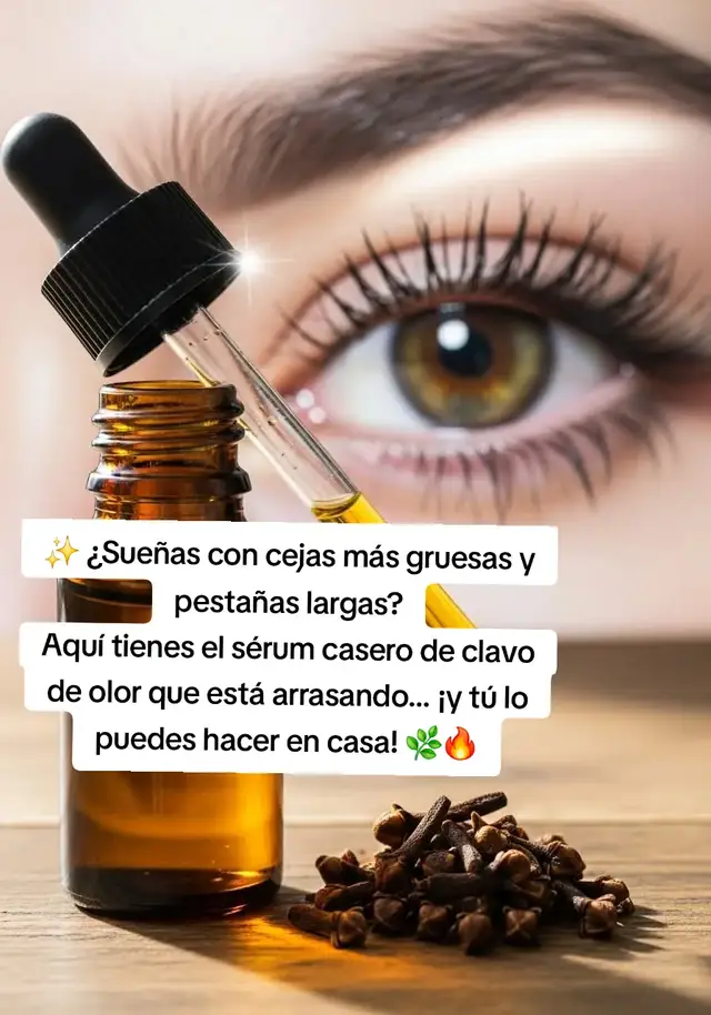 ✨ ¿Sueñas con cejas más gruesas y pestañas largas? Aquí tienes el sérum casero de clavo de olor que está arrasando… ¡y tú lo puedes hacer en casa! 🌿🔥 🌟 Sérum de Clavo para Cejas y Pestañas La fórmula natural que en solo 7 días empieza a mostrar cambios 😍 --- 🧾 Ingredientes: • 5 clavos de olor • 2 cucharadas de aceite de ricino (o aceite de coco si quieres algo más suave) • 1 cápsula de vitamina E (opcional pero top) --- 🧪 Preparación: 1️⃣ Pon los clavos en una cucharita o recipiente resistente al calor. 2️⃣ Calienta el aceite por unos segundos (sin dejarlo hervir). 3️⃣ Agrega los clavos y déjalos reposar mínimo 12 horas para que suelten toda su magia ✨ 4️⃣ Añade la vitamina E si deseas potenciar el sérum. 5️⃣ Cuela y pásalo a un frasquito con aplicador (rímel limpio o gotero). --- 💫 Modo de uso: • Aplica todas las noches sobre cejas y pestañas limpias. • Usa un cepillito para que quede bien distribuido. • Déjalo actuar toda la noche y enjuaga en la mañana. • Úsalo diario… ¡y en 7 a 10 días vas a notar el cambio! 👀💖