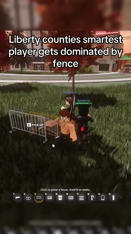 Liberty Counties smartest player gets dominated by fence on Roblox #roblox #libertycountyroblox #libertycounty #erlc #erlcroblox 