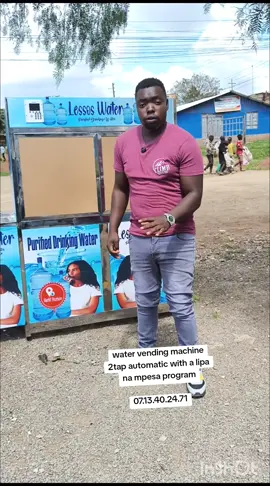 water vending machine with a lipa na mpesa program it comes with  free advertising banner free heatgun free parking table free installation#Godabaveall🙏🙏🙏💪 #watervendingbusiness #waterreffilingstationbusiness #buykenyabuildkenya #reversosmossystem 