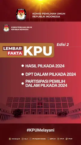 #TemanPemilih, Inilah Lembar Fakta KPU Edisi 2 yang memuat data pelaksanaan Pilkada Serentak Tahun 2024. Penyajian data ini merupakan wujud komitmen KPU dalam mewujudkan penyelenggaraan Pilkada yang transparan, akuntabel, dan partisipatif. Simak selengkapnya dalam infografik berikut ya. #KPUMelayani