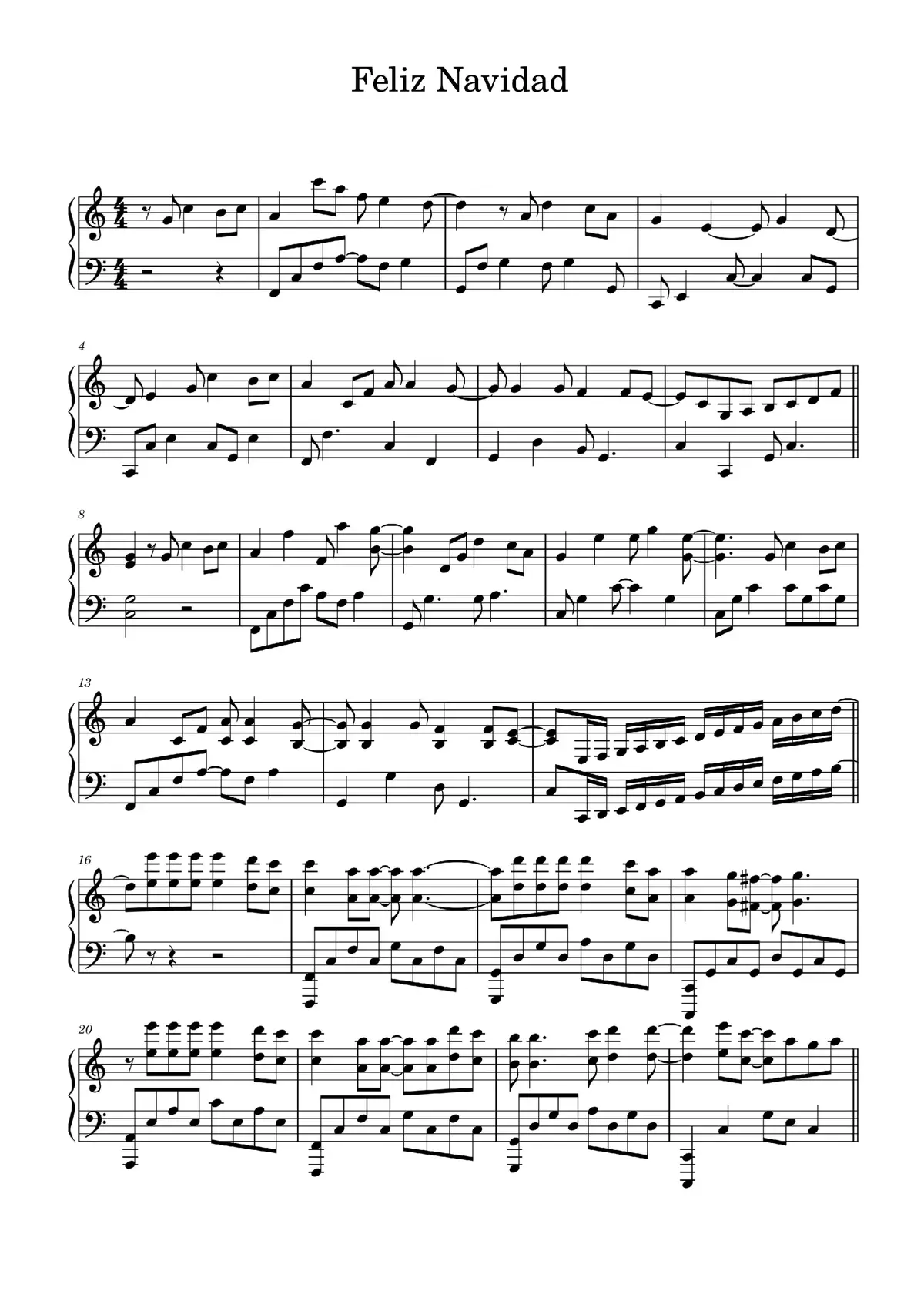 Feliz Navidad piano sheet #feliznavidad #piano #pianotutorial 