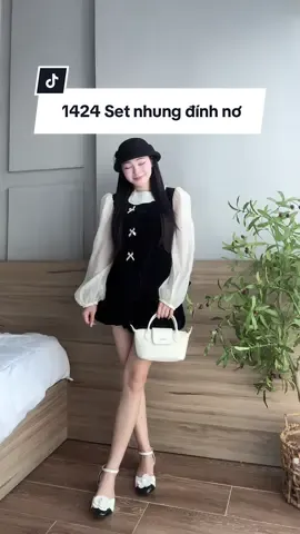 Set nhung đính nơ tiểu thư @Dilyshop.vn #reviewquanao #goclamdep #setvayxinh #thudong #vaynhung 