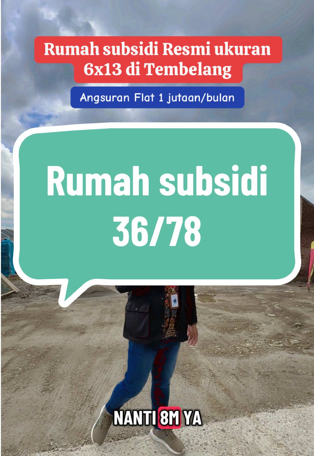 Rumah subsidi Resmi ukuran 6x13 atau tipe 36/78 di tembelang jombang #rumahsubsidi #prabowo #perumahanjombang 