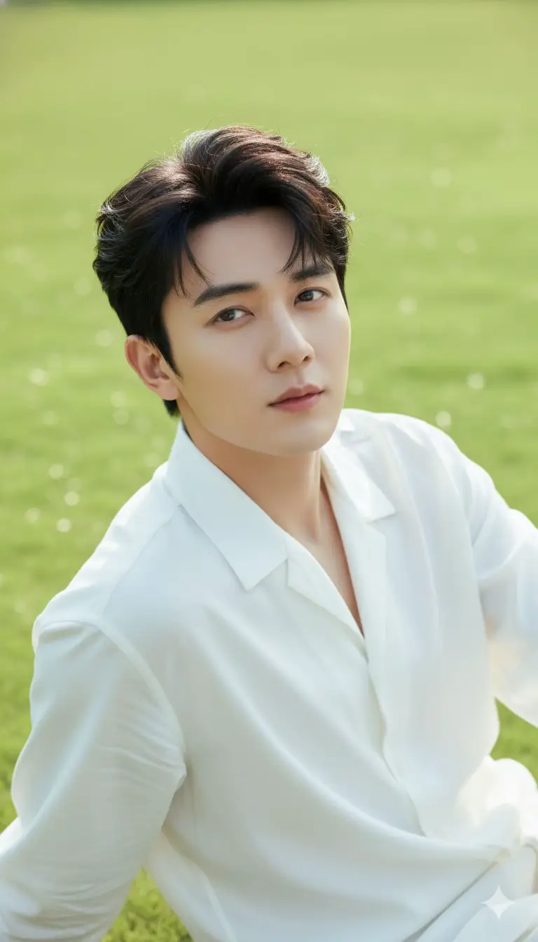 Tạo Ảnh Bằng Gemini 1 . Mở Gemini 2 . Tải ảnh mặt chân thực nhất lên 3 . Copy câu lệnh và dán & câu lệnh cmt hình bên dưới nhé Chân dung siêu thực của một chàng trai trẻ (ảnh đính kèm) đang ngồi trên bãi cỏ ngoài trời. Phần thân trên hơi nghiêng sang trái (từ góc nhìn của máy ảnh), đầu hơi nghiêng về phía trước và hơi nghiêng sang phải, hướng về phía ánh sáng mặt trời. Biểu cảm điềm tĩnh, trung tính, mơ màng, đôi mắt nhìn xa xăm. Tóc như mẫu , chải phồng lên. Làn da trắng mịn, vẻ ngoài tự nhiên, không trang điểm. Mặc áo sơ mi trắng dài tay rộng, cổ mở, giản dị nhưng thanh lịch. Phong cách chiếu sáng: ánh sáng mặt trời tự nhiên dịu nhẹ từ phía trên bên phải, chiếu chéo lên mặt và tóc. Phần highlight nhẹ nhàng ở bên phải khuôn mặt, phần bóng mờ ở bên trái, tạo hiệu ứng mềm mại, rực rỡ, thanh thoát. Nền được chiếu sáng đều với cỏ xanh mờ ảo, hiệu ứng bokeh, tông màu pastel tươi sáng và nhẹ nhàng. Phong cách chụp ảnh: chân dung độ phân giải cao đậm chất điện ảnh, độ sâu trường ảnh nông, bố cục cân bằng, bầu không khí mơ màng, chi tiết siêu thực, kết cấu mượt mà, ánh sáng tự nhiên, không tương phản gắt. Nhìn vô ống kính.