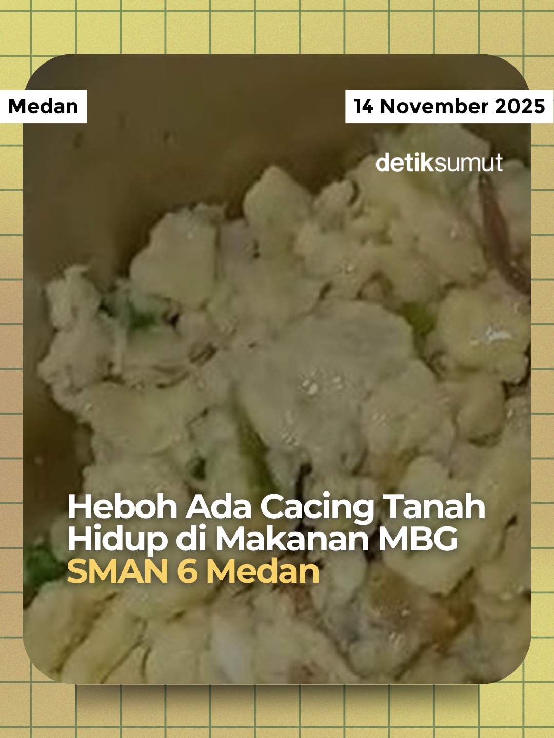 WADUUHHHHH Sebuah video menampilkan cacing tanah di dalam makanan Makan Bergizi Gratis (MBG) di SMA Negeri 6 Medan. BGN Regional Sumut pun mengecek soal peristiwa itu. #cacingdimakananmbg #smanegeri6medan #mbg #cacingtanah #medan #sman6medan