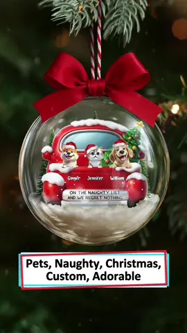 Our family laughs together as this ball ornament shines with our playful pets 🎄 #wanderprints #personalized #gifts #Christmas #giftforpetlovers