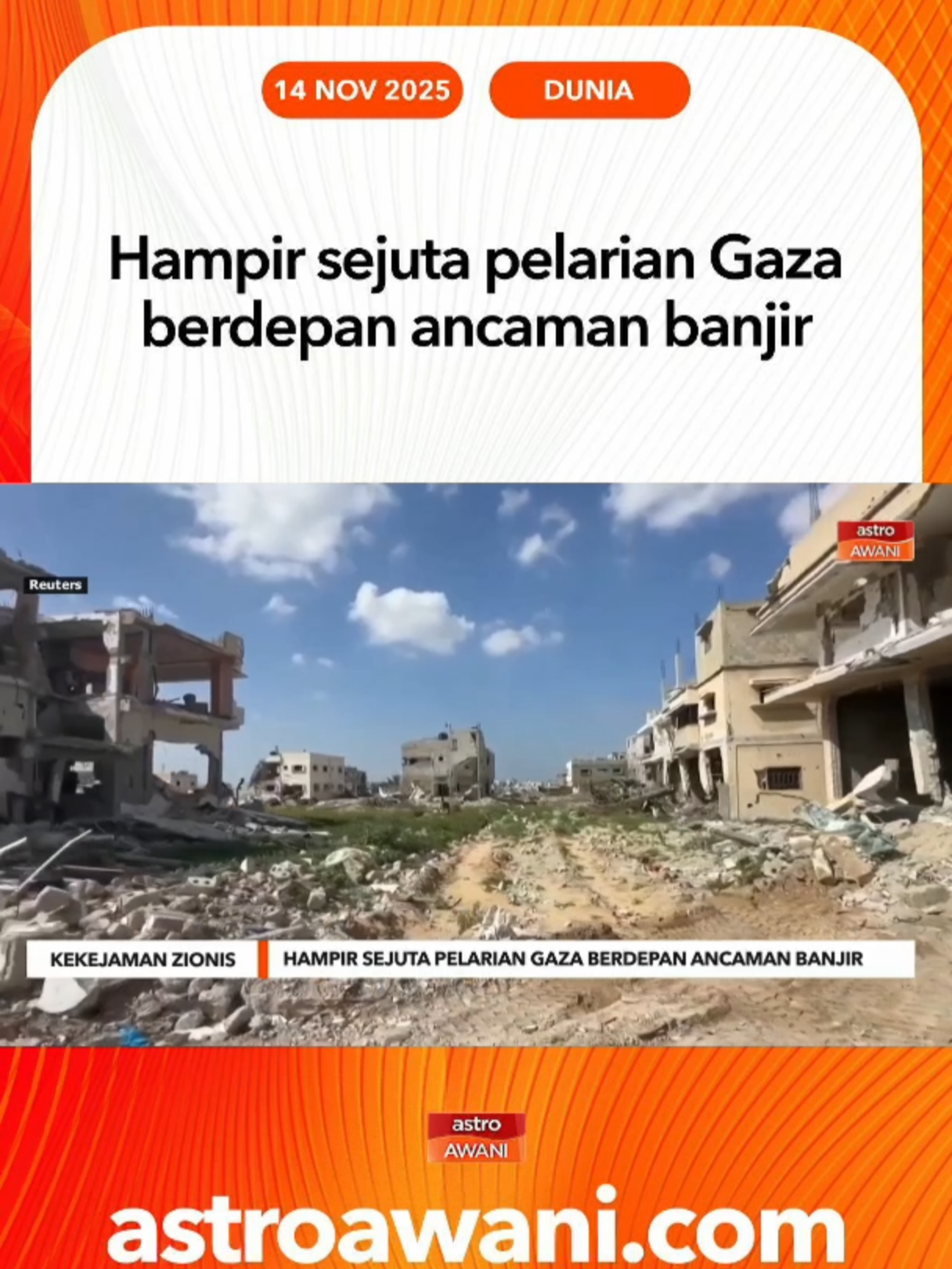 Ribut kuat dijangka melanda selatan Gaza, menjejaskan ratusan ribu pelarian yang tinggal di khemah. Infrastruktur lumpuh akibat kemusnahan perang Israel, meningkatkan risiko banjir dan penyakit. #AWANInews
