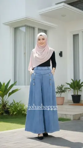 Celana Kulot Paula Jumbo Snow Jeans / Kulot Payung Jeans Denim Palazzo #celanakulot  #jeanskulot  #kulotjumbo 