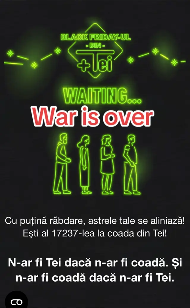 Cam 1 ora și ceva am stat la coadă 😆. Am dat refresh și eram al 100k client :) #blackfriday 