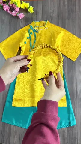 Sét áo dài tết gấm cho bé gái#quanaotreem #thoitrangbe #aodaichobe #aodaitet2025 #xhtiktok 