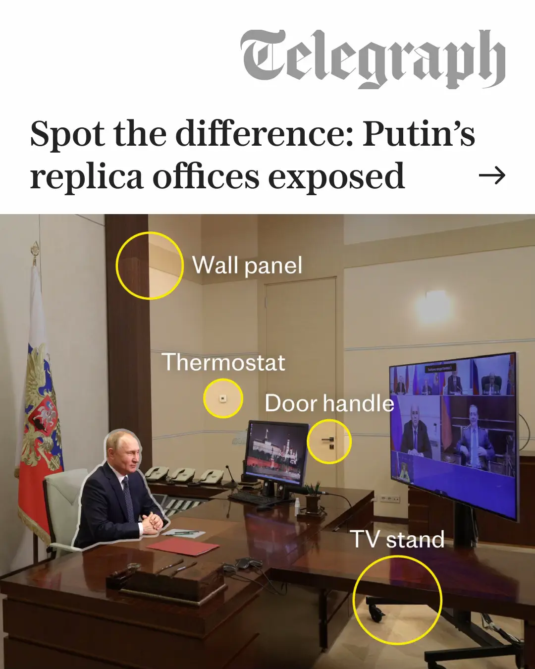 🔴 Vladimir Putin has exact replicas of his offices in different regions of Russia to conceal his whereabouts and thwart potential attacks, an investigation has claimed.⁠ ⁠ Three identical rooms in separate residences have been exposed in a report by the investigative unit Systema.⁠ ⁠⁠ #russia #putin #ukraine #ukrainewar #moscow