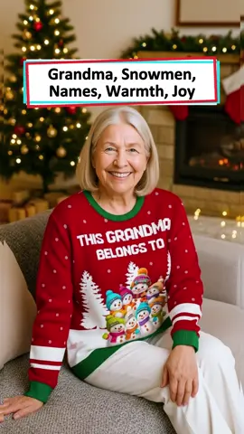 This sweater features cute snowman designs and family love 🎁 #wanderprints #personalized #gifts #christmas #grandmagift