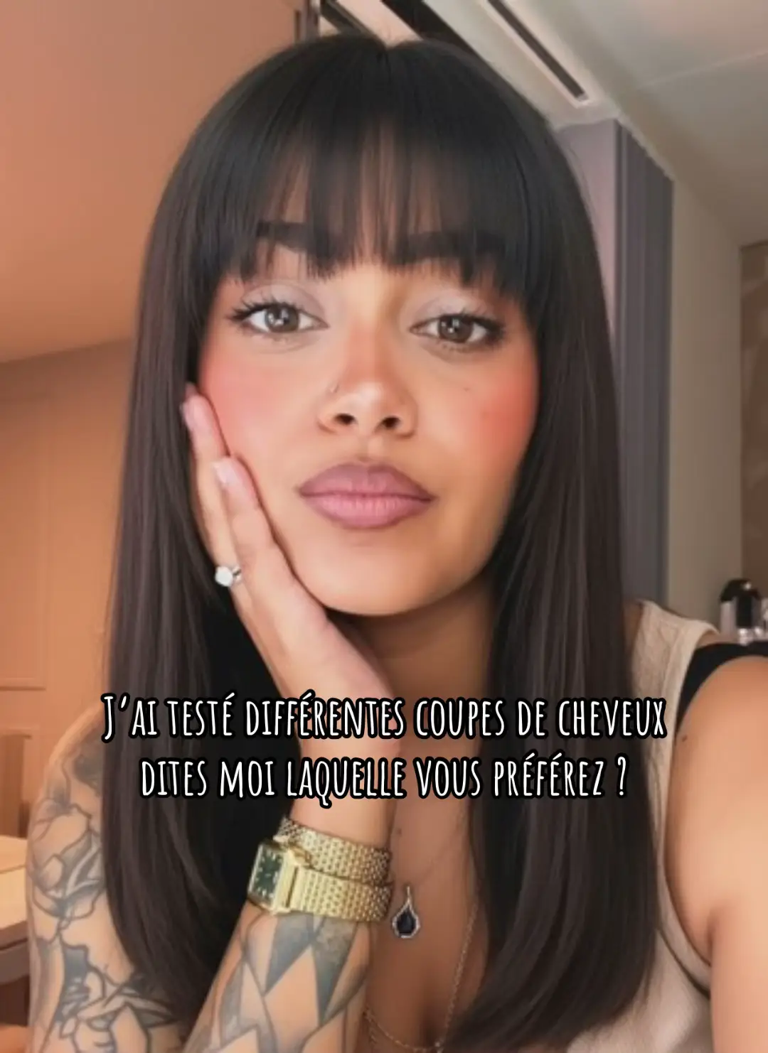 Dites moi laquelle vous préférez ? Sincèrement la frange j’aime beaucoup hein 👀 est-ce que je vais faire une bêtise ? Ohlala 🥲 #coupedecheveux #haircut #coiffure #ia #trend 
