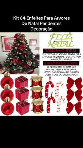 Kit 64 Enfeites Para Arvores De Natal Pendentes Decoração ##natal##arveredenatal##enfeitesdenatal##kit64enfeitos##fyp