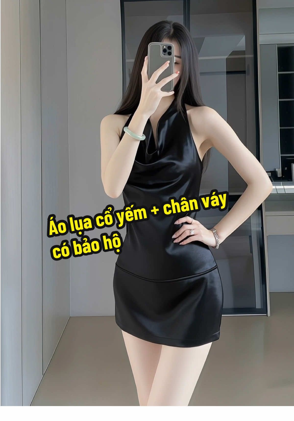 Chị em mê đồ lụa mà thích cổ yếm thì chốt em này nha. Chân váy có bảo hộ. #myoutfit #thoitrangnu #phoidoxinh #vaybody #aolua 