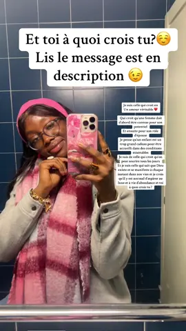 Je suis celle qui croit en  Un amour véritable ❤️ Qui croit qu’une femme doit d’abord être connue pour son potentiel  Et ensuite pour son rôle d’épouse   Je pense qu’un enfant est un trop grand cadeau pour être accueilli dans des conditions misérables Je suis de celle qui croit qu’on peut sourire tous les jours  Et je suis celle qui sait que Dieu existe et se manifeste à chaque instant dans nos vies                         En mot de fin,je crois qu’il y est normal d’aspirer au luxe et à vie d’abondance et toi à quoi crois tu ?#lifehacks #croyance #abondancepositive #manifestation #goodvibesonly 