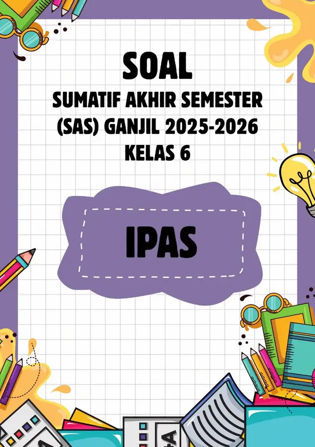 Dokumen ini berisi Soal Sumatif Akhir Semester (SAS) Ganjil mata pelajaran Ilmu Pengetahuan Alam dan Sosial (IPAS) untuk kelas VI SD sesuai Kurikulum Merdeka (Fase C). 🧩 Isi Dokumen: 30 Soal Pilihan Ganda berbasis HOTS dan literasi sains 15 Soal Isian Singkat 5 Soal Uraian Reflektif dengan rubrik penilaian Kisi-Kisi Lengkap  Kunci Jawaban Lengkap dan Pedoman Skor Lembar Jawaban Siswa (LJ)  📚 Cakupan Materi Lengkap: 1️⃣ Sistem Gerak Manusia – hubungan tulang, otot, dan sendi dalam menghasilkan gerak 2️⃣ Sistem Saraf – peran otak dan saraf dalam mengatur kerja tubuh 3️⃣ Kedatangan Bangsa Eropa ke Indonesia – tujuan, dampak, dan perjuangan tokoh nasional 4️⃣ Kondisi Geografis Dunia – benua, iklim, potensi alam, dan hubungan antarnegara 5️⃣ Globalisasi dan Kerja Sama Internasional – dampak, tantangan, dan peran pelajar di era global 🎯 Kelebihan Produk: ✅ Soal HOTS berbasis IPA + IPS terintegrasi (Kurikulum Merdeka) ✅ Memuat literasi sains, sejarah, dan kewarganegaraan ✅ Format .docx mudah disunting dan langsung siap cetak ✅ Dilengkapi kisi-kisi, kunci jawaban, dan pedoman penilaian resmi ✅ Cocok untuk guru, siswa, maupun sekolah yang ingin asesmen lengkap dan profesional 📂 Format File: .docx (Microsoft Word) – fleksibel, bisa langsung digunakan di berbagai sekolah. Dapatkan sekarang dengan klik link di bio 🥳 #ipaskelas6 #materiipaskelas6 #sumatifakhirsemester #sumatifakhirsemester1 #lkpdipaskelas6 