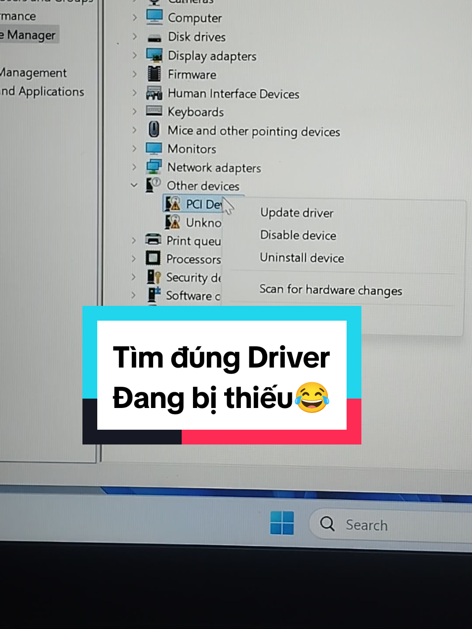 Tìm đúng tên Driver bị thiếu trên Windows 10 Windows 11 #viraltiktok #vitinhminhkhang #viral 