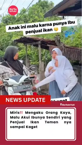 viral seorang anak bilang ke temannya kalau dirinya anak orang kaya. setelah itu temannya ada seorang ibu yang sedang menjual ikan dan anaknya gengsi mengakui kalau itu ibunya sendiri demi menutupi harga dirinya. 