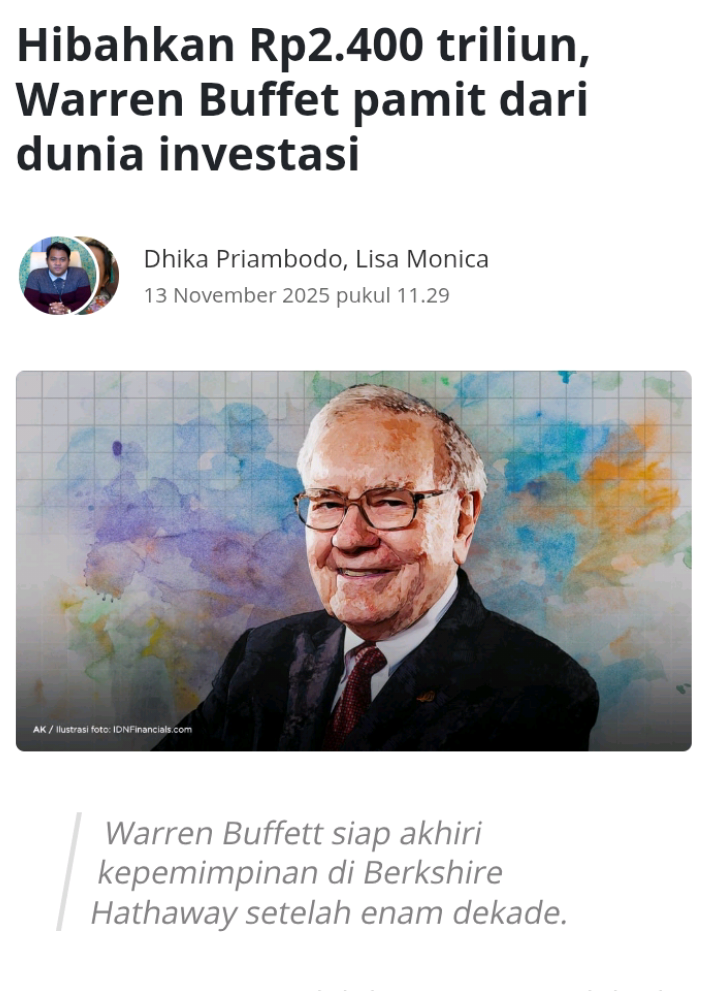 Dalam suratnya Warren Buffet berpesan 