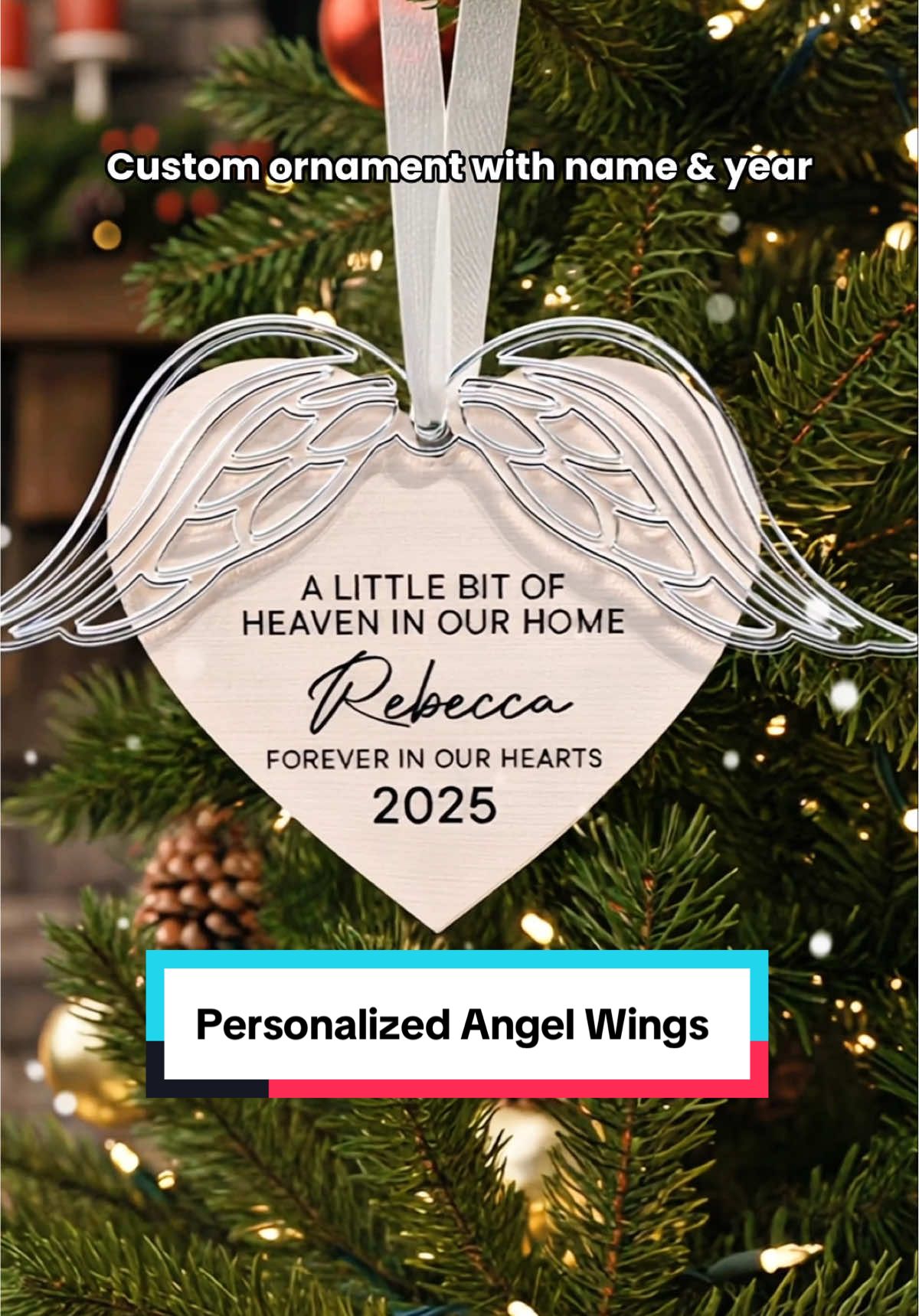 Honor the memory of a loved one with this beautiful personalized angel wings ornament — a heartfelt reminder that they will always hold a place in your heart. 👼💫 #macorner #memorialgift #angelwingsornament #personalizedkeepsake #alwaysinourhearts 