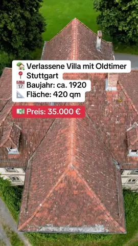 Diese alte Villa aus den 1920er Jahren in Stuttgart bietet auf 420 qm viel Potenzial für kreative Renovierungen. Die Räume sind lichtdurchflutet und teilweise mit ursprünglichen Möbelstücken ausgestattet. Ein Highlight ist die alte Garage mit einem rostigen VW Käfer. Der große Garten ist naturbelassen und bietet zahlreiche Möglichkeiten zur Gestaltung. Perfekt für alle, die ein einzigartiges, historisches Anwesen mit Charme suchen – zu einem überraschend niedrigen Wert. #lostplace #immobilie #villa #stuttgart #viralvideos (ki)