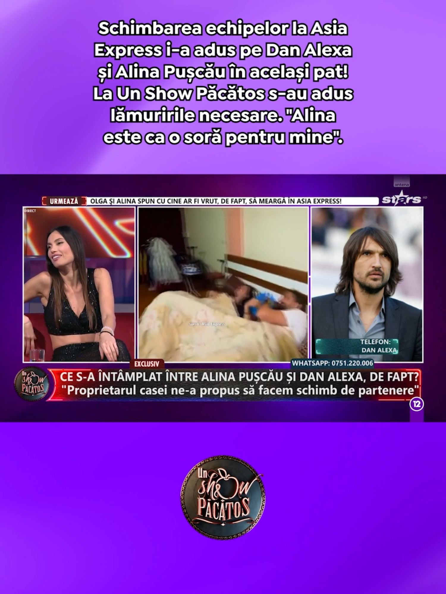 Exclusiv la Un Show Păcătos, Dan Alexa vorbește sincer despre aventura Asia Express și despre momentul care a făcut internetul să explodeze: atunci când el și Alina Pușcău au ajuns să împartă același pat în urma schimbării de echipe. 😇 #unshowpacatos #antenastars #asiaexpress #danalexa #alinapuscau #fyp #tvshow #monden