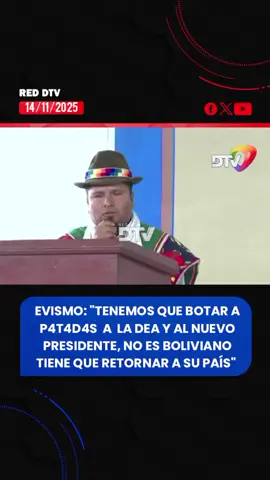 Hilton Mamani, dirigente del CONAMAQ, lanzó una dura advertencia al Gobierno al afirmar que, si la administración de Rodrigo Paz autoriza el retorno de la DEA al país, “hay que botar a p4t4d4s a la DEA y al nuevo presidente”.  Además, cuestionó la nacionalidad del mandatario, asegurando que “no es boliviano” y que “tiene que retornar a su país”. #Viral #Paratii #fyp 