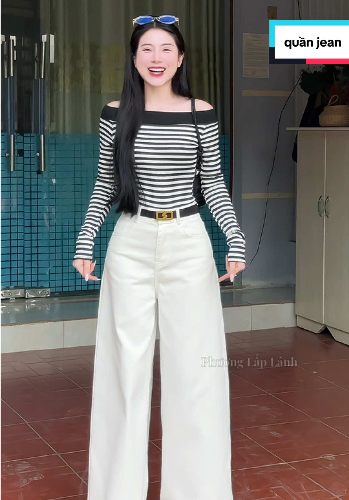 Quần jean cạp cao ống rộng loe tôn dáng#fyp #phuonglaplanh01 #thoitrangnu #quanjean #quanjeannu 