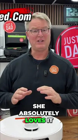 She's obsessed! I thought it would be a hassle, but our robot vacuum is amazing. She even does the maintenance now! #RobotVacuum #CleanTok #CleaningHacks #MomLife