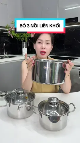 BỘ 3 NỒI LIỀN KHỐI 16CM-18CM-24CM CAO CẤP KLINS #bonoi #giadungchinhhang #bonoiKLins #xh #cindythuyttichcuc 