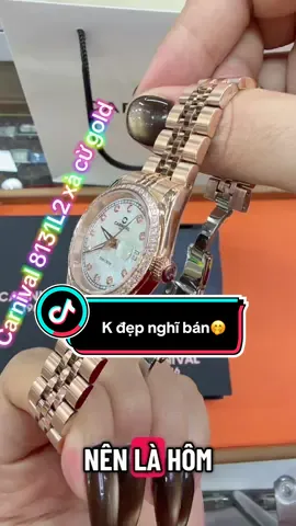 Carnival 8131L2 màu vàng gold ánh xà cừ viền đá mới ra mắt của nhà #carnival ,sẵn tại #tamphuongwatch ,#đồnghonunhatrang ,#donghochinhhangnhatrang ,#carnival2025 ,