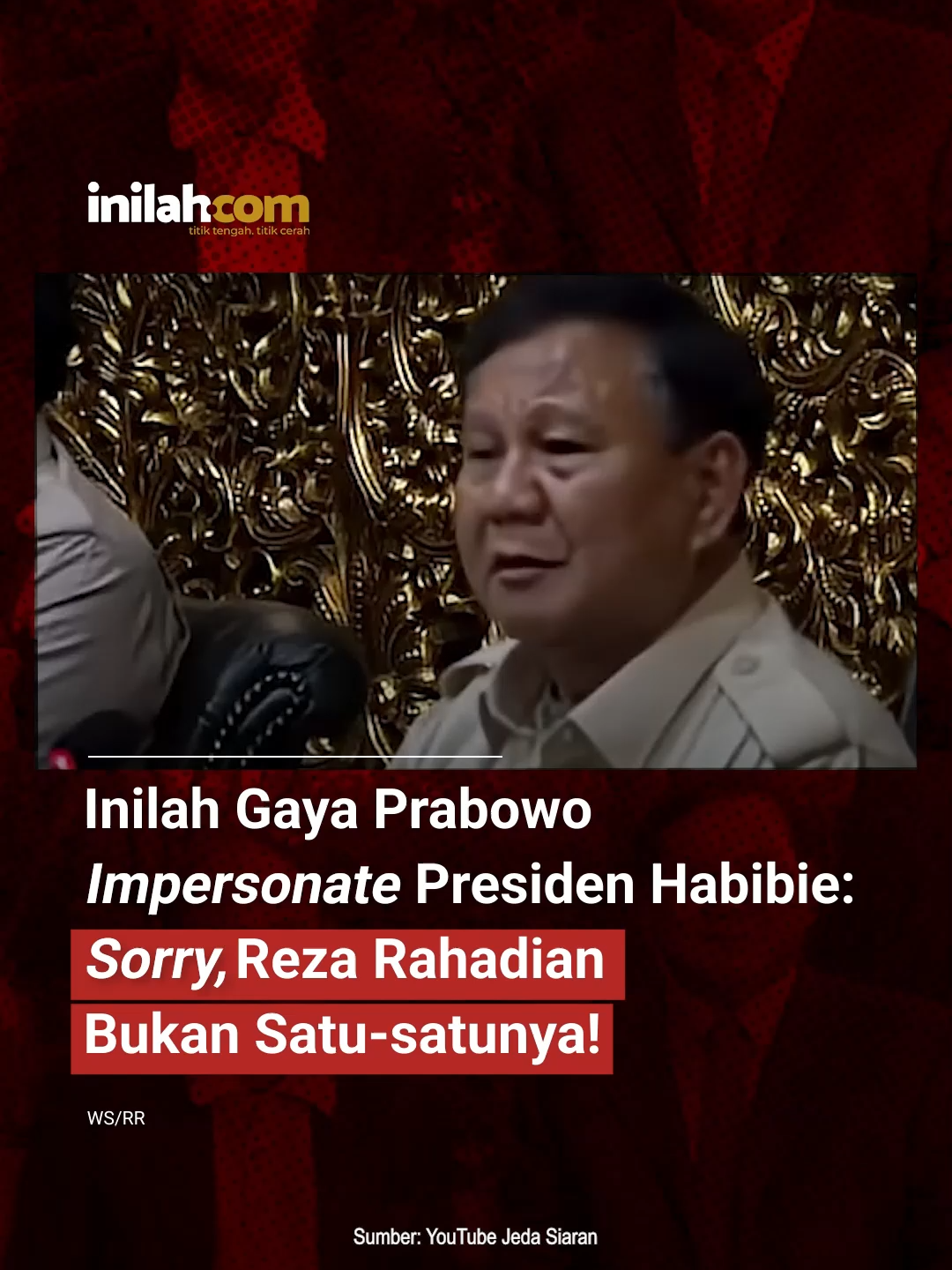 Polah Unik Presiden Prabowo yang Bikin Senyum: Impersonate Habibie ala 2023 Potongan video lama ini kembali viral—ketika Prabowo, yang saat itu masih menjabat Menhan, memberi pengarahan di Universitas Pertahanan. Di tengah suasana resmi, ia tiba-tiba menirukan gaya bicara Presiden BJ Habibie saat mengenang obrolan malam mereka bertahun-tahun silam. Momen spontan itu langsung mencairkan ruangan. Dan jujur saja, Reza Rahadian yang selama ini dikenal sebagai aktor paling jago memerankan Habibie, kini seperti punya “saingan baru” dalam urusan impersonate: Presiden Prabowo sendiri, lengkap dengan intonasi, jeda, dan gesturnya. Di balik canda itu, Prabowo mengingat satu dialog hangat. Habibie pernah berkata, “If someone does not a PhD, for me is nothing.” Prabowo menimpali bahwa ia belum punya gelar PhD. Habibie langsung menjawab cepat, “No, Prabowo, you are PhD… a general is PhD in military science.” Sebuah momen ringan, personal, dan tetap menyisakan kesan mendalam tentang hubungan dua tokoh penting bangsa. #PrabowoSubianto #BJHabibie #RezaRahadian #Impersonate #Unhan #MomenPresiden #Nostalgia2023 #InilahDotCom