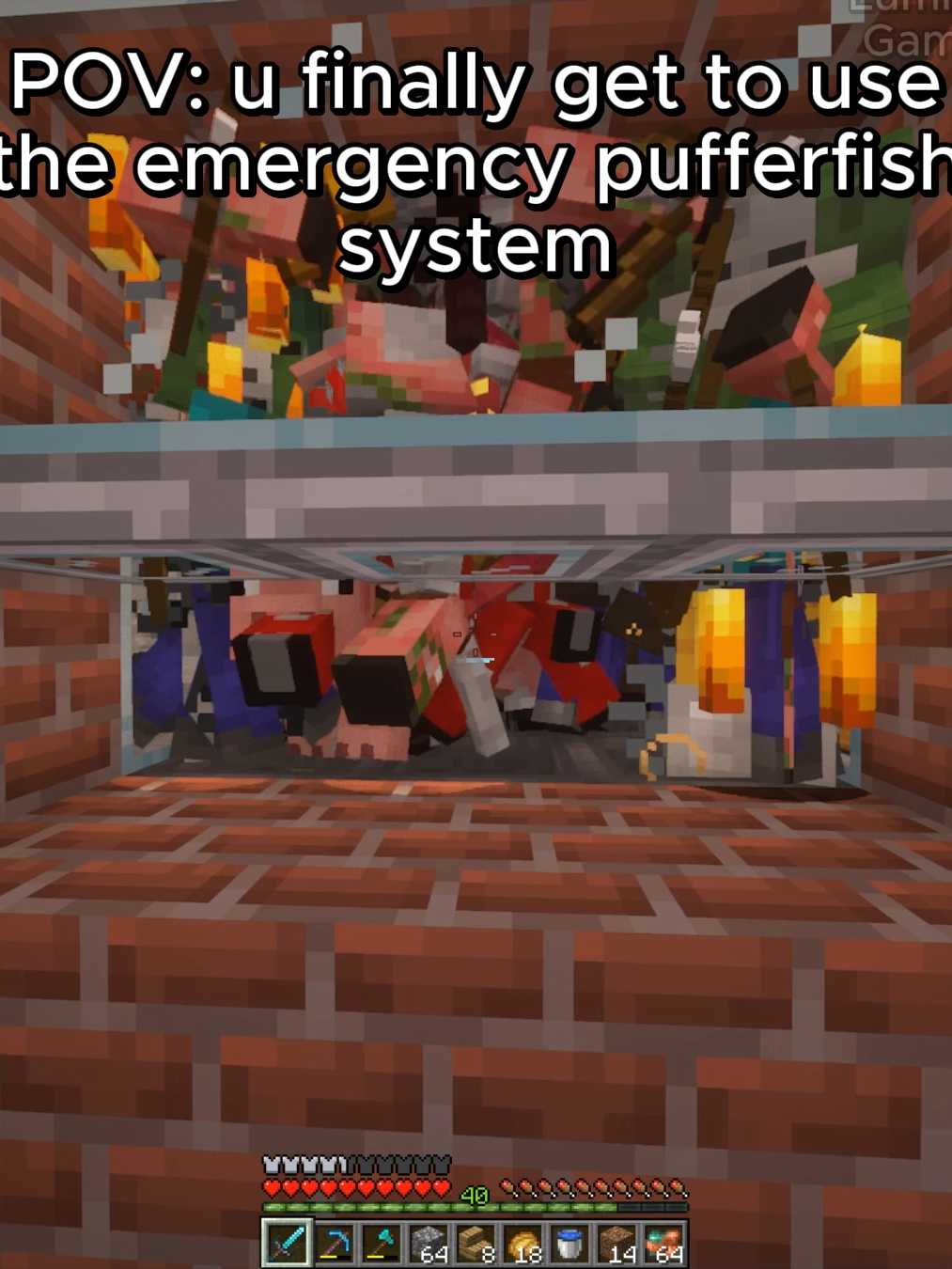 U Finally get to use the emergency pufferfish system . . . #Minecraft #minecraftmemes #gaming #fypシ゚