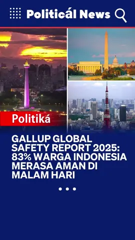 Menurut laporan Gallup Global Safety Report 2025, 83% warga Indonesia merasa aman berjalan sendiri di malam hari di area tempat tinggalnya. Skor “Law and Order Index” nasional tercatat 89 dari 100, menempatkan Indonesia dalam kelompok negara dengan persepsi keamanan yang kuat — sejajar dengan negara seperti Taiwan, Jerman, Portugal, dan Uni Emirat Arab. 📊 Perbandingan internasional: – Jepang: 78% merasa aman – Korea Selatan: 80% – Kanada: 75% – Australia: 66% – Amerika Serikat: 71% Rata-rata global: 73% Skor indeks tersebut disusun berdasarkan empat indikator utama yang digunakan Gallup untuk menilai kualitas keamanan publik suatu negara. Keempat indikator itu meliputi: • kepercayaan masyarakat terhadap kepolisian,  • rasa aman berjalan sendirian pada malam hari,  • pengalaman menjadi korban pencurian dalam 12 bulan terakhir, serta  • pengalaman mengalami penyerangan fisik atau perampokan. ⚠️ Apa artinya? Indonesia bukan hanya “merasa aman” — tapi lebih aman dibanding banyak negara maju. Ini menunjukkan institusi yang dipercaya masyarakat, rendahnya pengalaman kejahatan, dan tata kelola keamanan yang semakin efektif. Gallup merupakan lembaga riset global berbasis di Washington, Amerika Serikat, yang telah melakukan survei opini publik internasional sejak 1935. Survei Global Safety Report 2025 dilakukan sepanjang Januari-Desember 2024 di 144 negara dengan total 145.170 responden berusia 15 tahun ke atas.  Pengumpulan data dilakukan melalui wawancara tatap muka dan telepon dengan minimal 1.000 responden di setiap negara, serta margin kesalahan 3,3% hingga 5,4% pada tingkat kepercayaan 95%. Survei ini digunakan secara global sebagai tolok ukur kemajuan negara dalam pilar keamanan SDG 16. 🔍 Jadi, ketika kamu berjalan malam ini, ingat: banyak dari kita merasa bahwa tempat tinggal kita cukup aman, sebuah capaian yang patut dibanggakan.