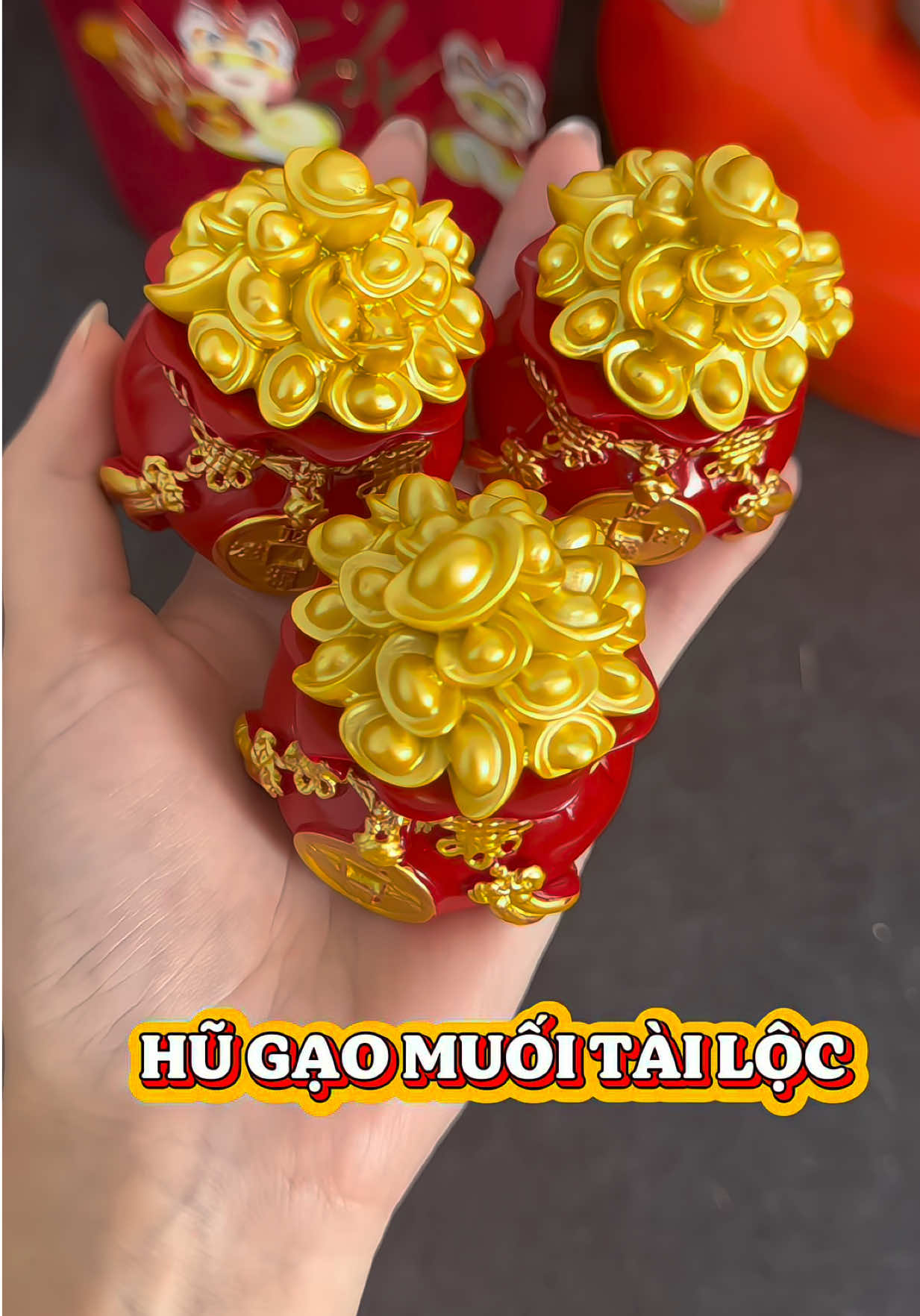 Hũ gạo muối tài lộc đỏ trưng ban thờ #xuhuong #hugaomuoitailoc 