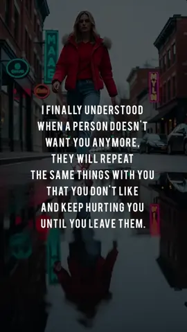 I finally understood when a person doesn't want you anymore, they will repeat the same things with you that you don't like and keep hurting you until you leave them.