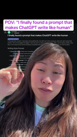 Pretty similar to the humanizer AI prompts I use too, which are in my prompts library (prompts.sabrina.dev). To copy this prompt, take a screenshot, drop it into ChatGPT. It's a nice prompt to humanize AI text, essays, writing. #ai #aihumanizer #chatgptprompts #chatgpt #sabrinaramonov