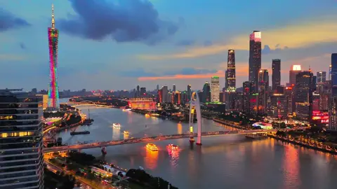 🏙️Guangzhou is a romantic city. Guangzhou under the blues is very healing  📸DM for more information！ #China #Traveltips #Guangzhou #aerial  #night 