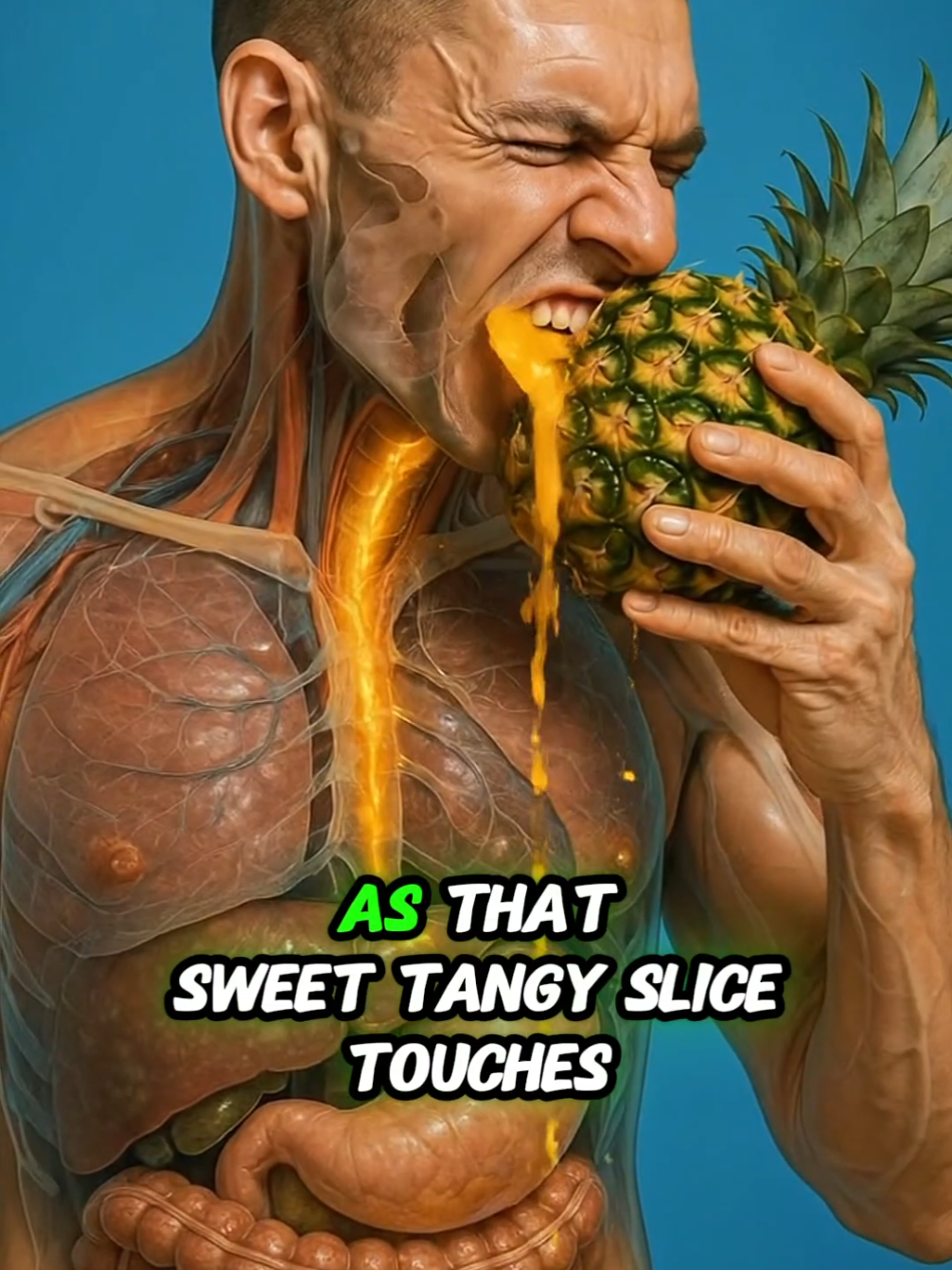 Science in action. What happens while eating pineapple right after eating Inside of your body? #humanbody #anatomy #health #sciencetok #aiart 