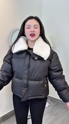 Áo phao da trần bông 3 lớp cổ lông #oanhoc #aophaoda #aophaonu #aophaocolong 